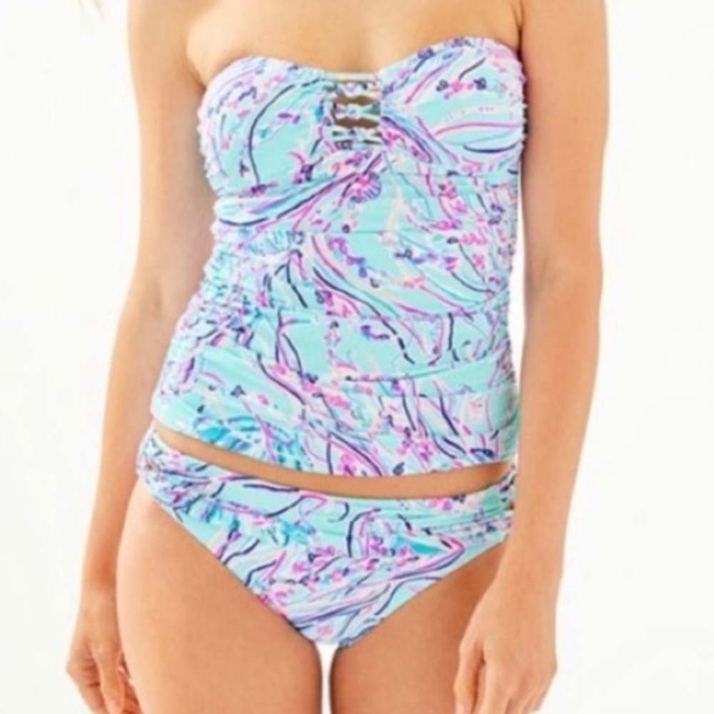 Lilly Pulitzer Tankini set Bayside Blue Under the moon size 10 /12 NWT RARE